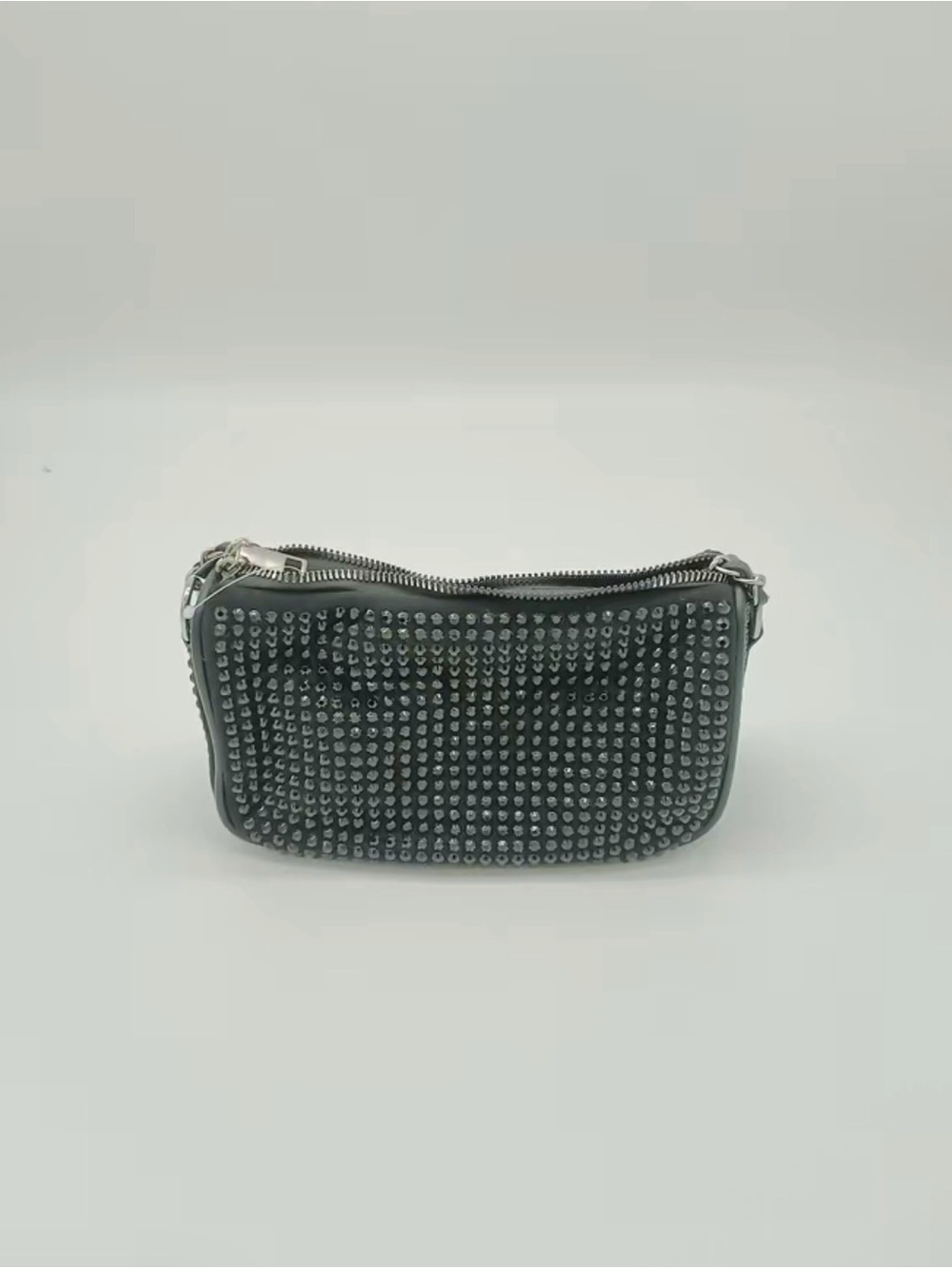 Black Rhinestone Mini Shoulder Bag Sparkly Y2K Purse